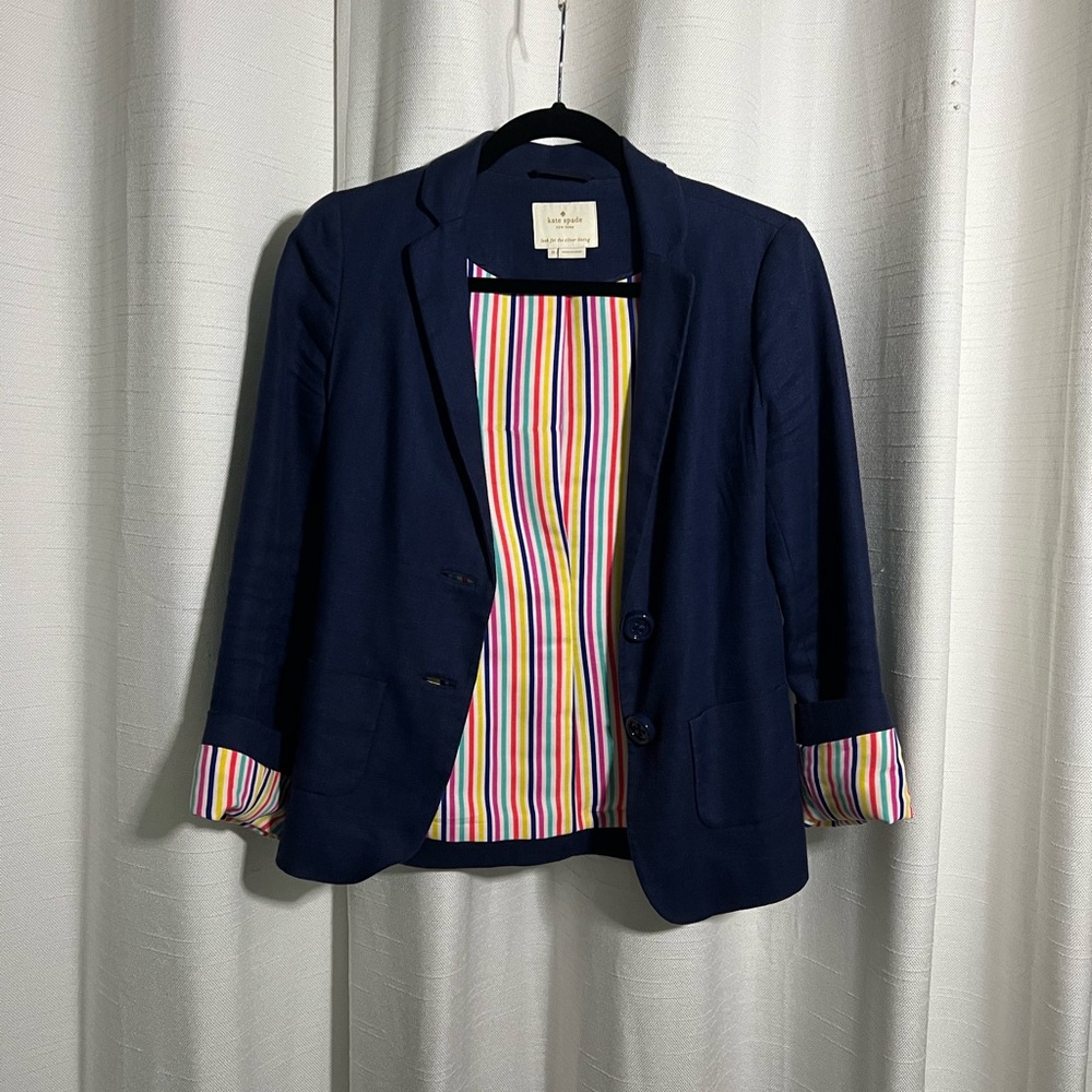 Kate Spade Blue Blazer with Striped Lining